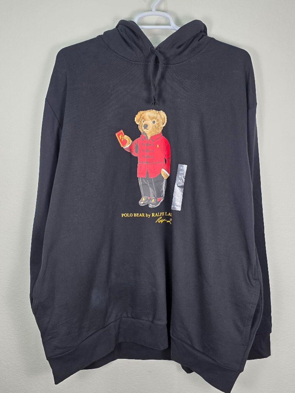 NWOT Polo Ralph Lauren Lunar New Year Polo Bear Hoodie Black 100% Cotton 3XLT